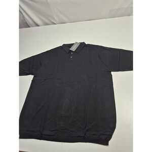 Enzone Polo Shirt Mens 3XL Black Silk Cotton Knit Short Sleeve Casual Soft
